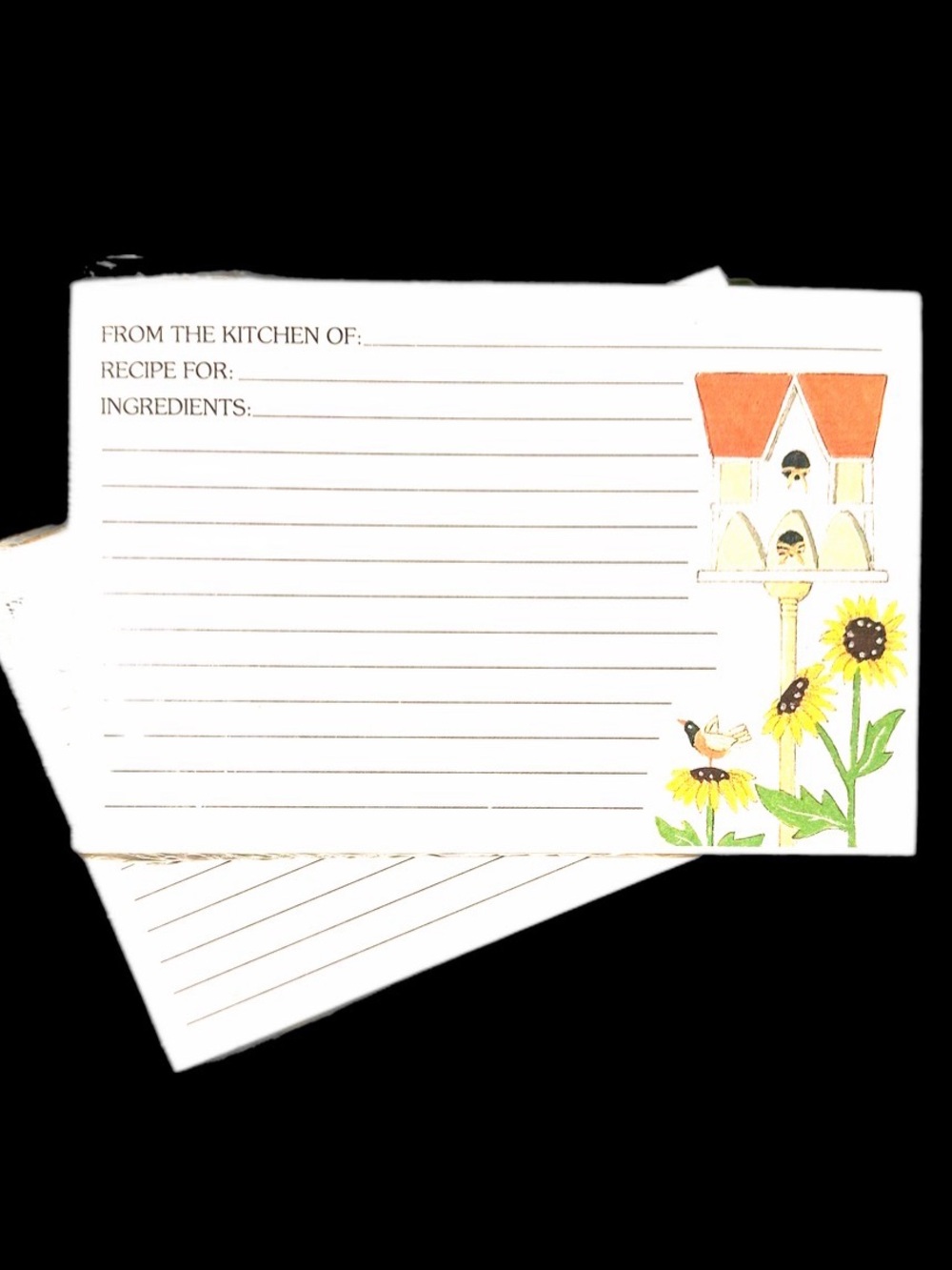 Sunflower Birdhouse Recipe Cards - Yellow & Orange